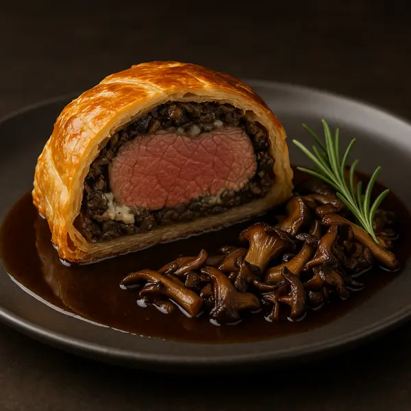Beef Recipe: Gourmet Beef Wellington with a Twist of Wild Mushrooms and Blue Cheese