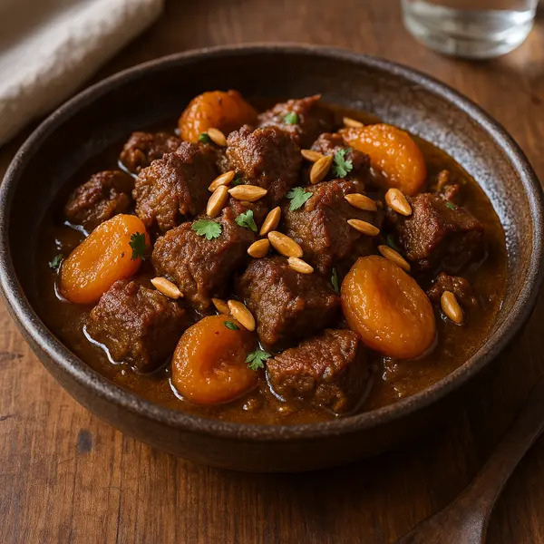 Beef Recipe: Savory Beef Tagine with Dried Apricots and Almonds