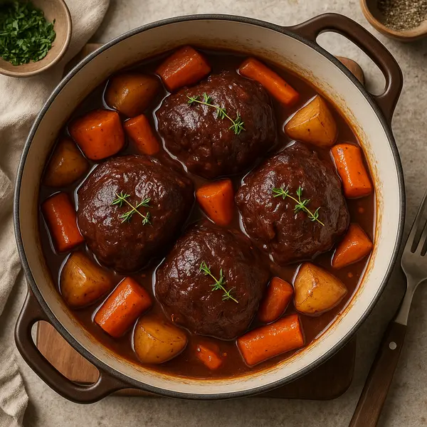 Beef Recipe: Savory Beef Cheeks Braised in Red Wine with Root Vegetables
