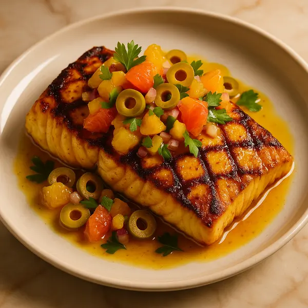 Fish Recipe: Saffron-Infused Grilled Barramundi with Citrus Olive Salsa