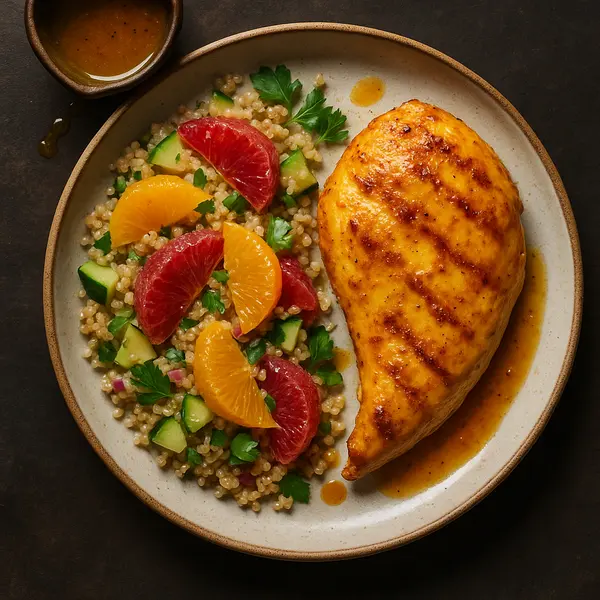 Chicken Recipe: Saffron Infused Chicken with Citrus and Quinoa Salad