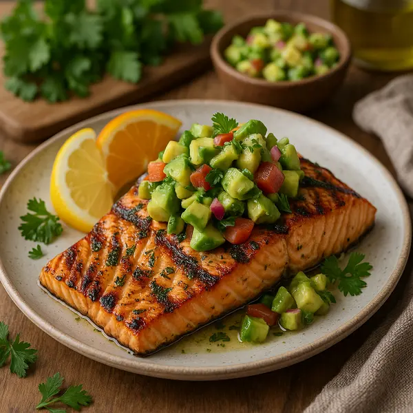 Fish Recipe: Citrus Herb Infused Grilled Salmon with Avocado Salsa
