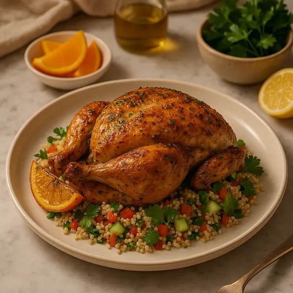 Chicken Recipe: Sumptuous Citrus Herb Roasted Chicken with Quinoa Salad