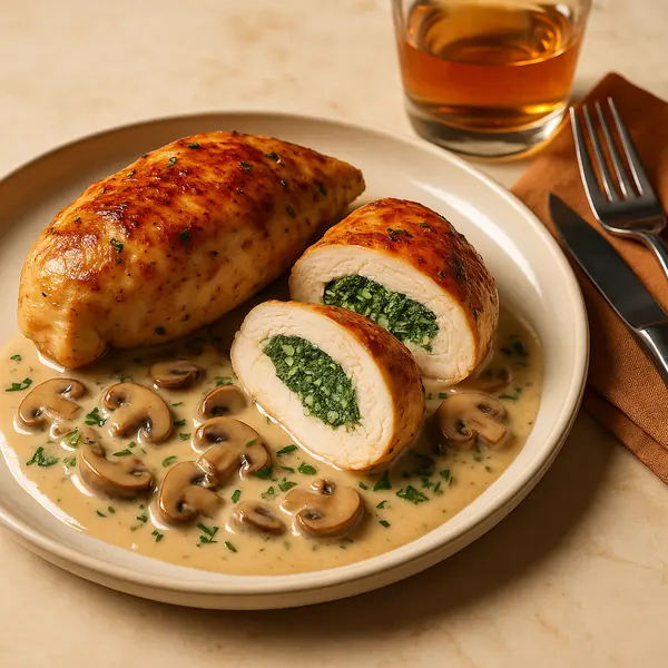 Chicken Recipe: Herb-Infused Stuffed Chicken Breasts with Creamy Mushroom Sauce