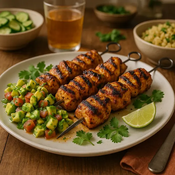 Chicken Recipe: Spiced Citrus Marinated Grilled Chicken Skewers with Avocado Salsa