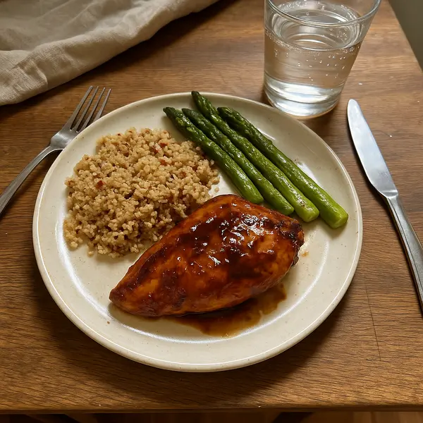 Chicken Recipe: Aromatic Honey Soy Glazed Chicken with Quinoa and Asparagus